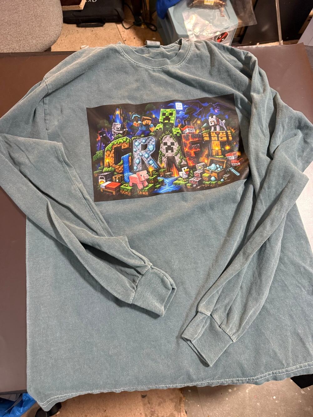 Minecraft Craft Graphic Long Sleeve Shirt Gildan Ultra Cotton Adult Medium